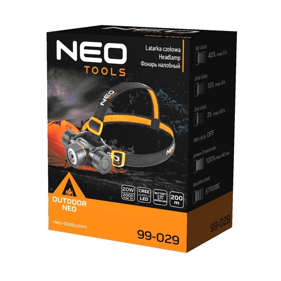 LED žibintuvėlis 2000l, NEO 99-029 1 LED žibintuvėlis 2000l, NEO 99-029 1