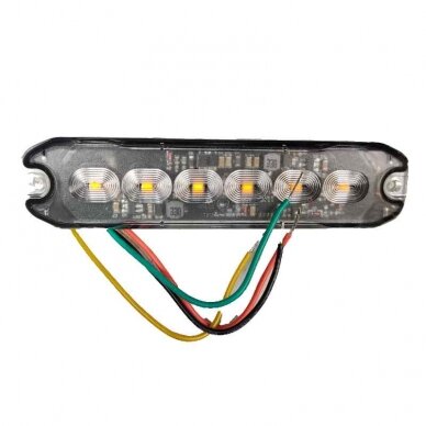 LED švyturėlis geltonas, 12/24V 6 LED, 8 funkcijos