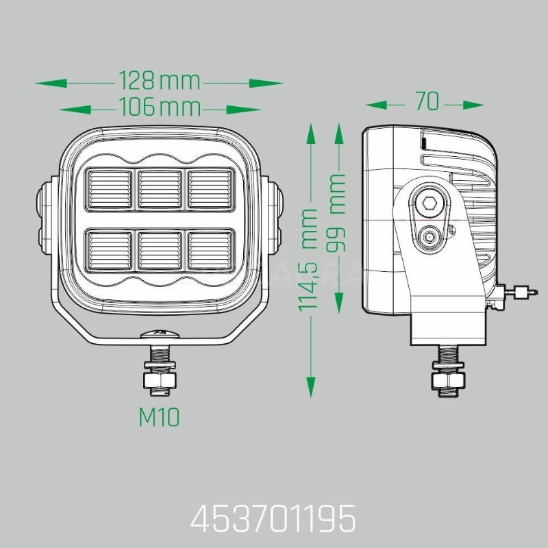 LED darbo žibintas 40W,5600lm(plataus spiundulio ECE R10,EMC 3
