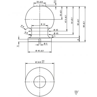 Lizdas hidrocilindro D55 obuolio 1 Lizdas hidrocilindro D55 obuolio 1