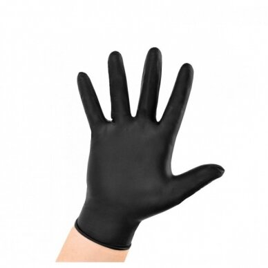 Nitrilinės juodos pirštinės - 100vnt. M-dydis 1 Nitrilinės juodos pirštinės - 100vnt. M-dydis 1