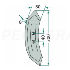 Noragas 101.KON-02 300x80x8 45mm tarp skylių