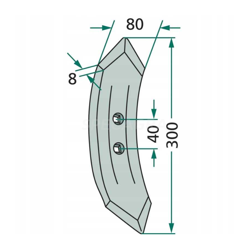 Noragas 101.KON-02 300x80x8 45mm tarp skylių 1