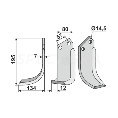 Peilis 195x7x80 CEL-07L 1