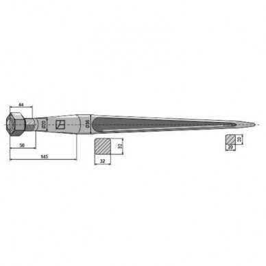 Pirštas krautuvo 900mm 18912 M20x1,5 Pirštas krautuvo 900mm 18912 M20x1,5