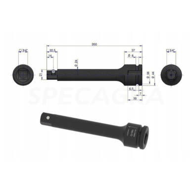 Prailginimas 3/4 200mm smūginis CrMo 1