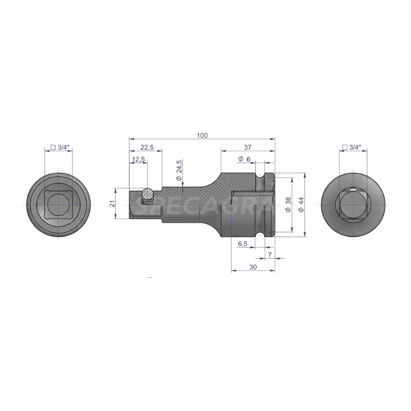 Prailginimas 3/4 100mm smūginis CrMo 1 Prailginimas 3/4 100mm smūginis CrMo 1
