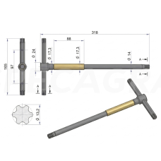 Raktas T TORX T60 su suktuku