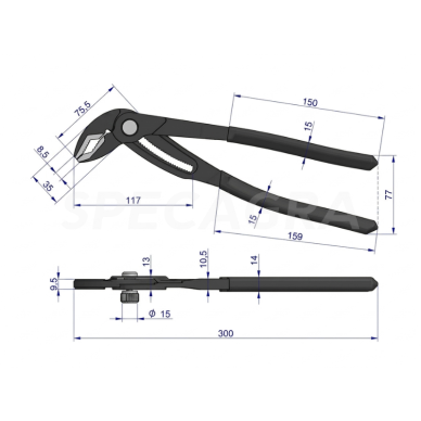 Raktas 300mm vamzdinis reguliuojamas, max 70mm 1 Raktas 300mm vamzdinis reguliuojamas, max 70mm 1