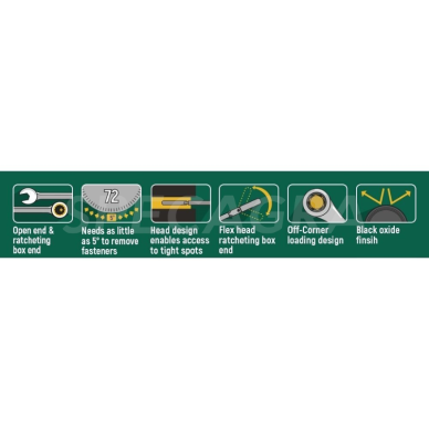 Raktų su lanksčia terkšle rinkinys(12vnt)(8-19mm) 1 Raktų su lanksčia terkšle rinkinys(12vnt)(8-19mm) 1