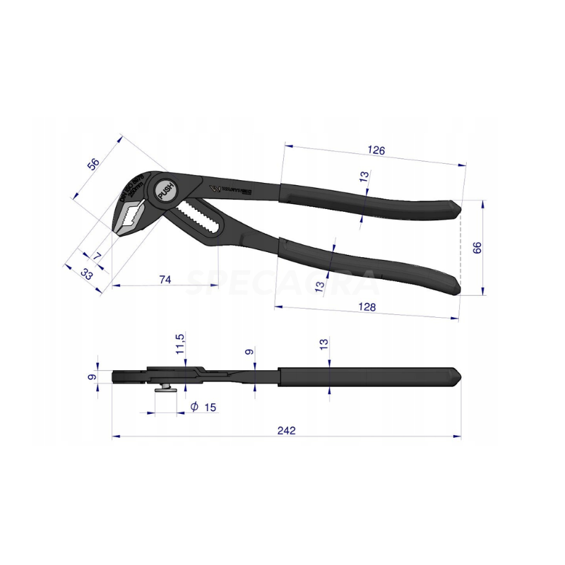 Raktas 250mm vamzdinis reguliuojamas, max 50mm 1