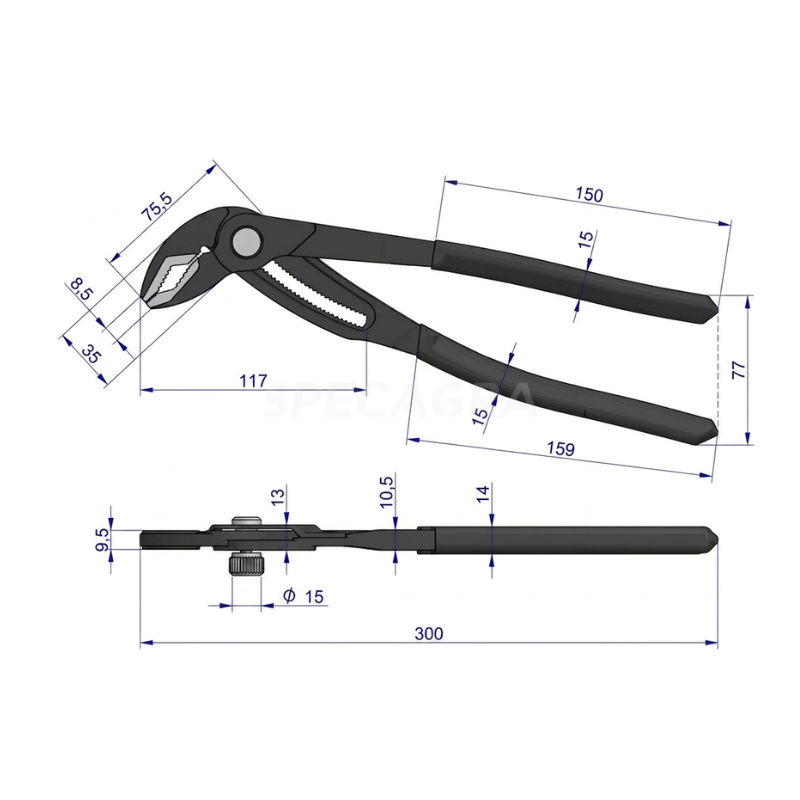 Raktas 300mm vamzdinis reguliuojamas, max 70mm 1 Raktas 300mm vamzdinis reguliuojamas, max 70mm 1