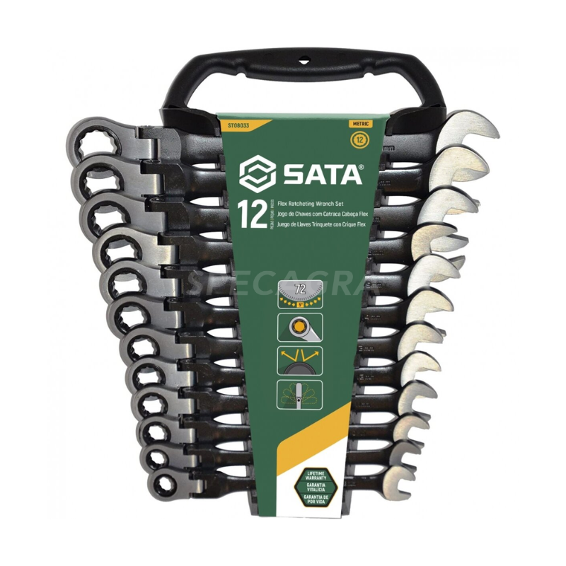 Raktų su lanksčia terkšle rinkinys(12vnt)(8-19mm)