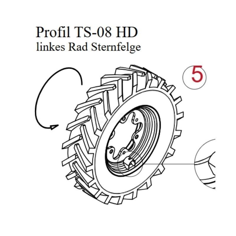 Ratas žvaigždinis HORSCH 7.50-16, 6 sk. 00330324 TS08HD