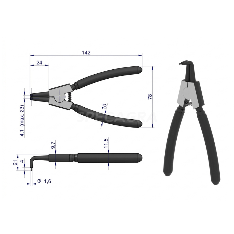 Replės 150mm plėtimo lenktos 1 Replės 150mm plėtimo lenktos 1