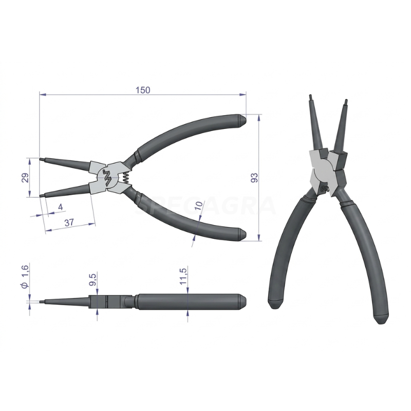 Replės 150mm suspaudimo 1