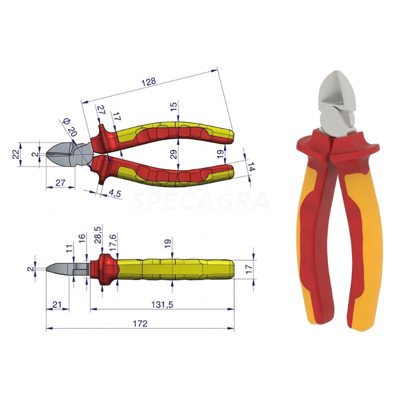 Replės 160mm kirpimo VDE 1