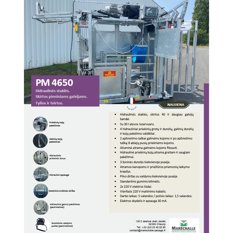 Staklės galvijams PM 4650 su hidrauliniu valdymu 5 Staklės galvijams PM 4650 su hidrauliniu valdymu 5