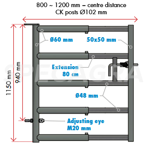 Teleskopiniai vartai 0.70/1.15m 5 vamzdžių 1 Teleskopiniai vartai 0.70/1.15m 5 vamzdžių 1