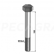 Varžtas M16x2x100 kietumo klasė 10,9