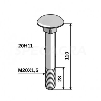 Varžtas M 20x 1,5x 110 Varžtas M 20x 1,5x 110