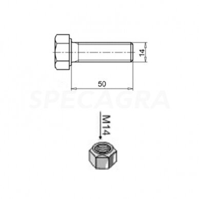Varžtas, veržlė žoliapjovei Ubaldi Green Varžtas, veržlė žoliapjovei Ubaldi Green