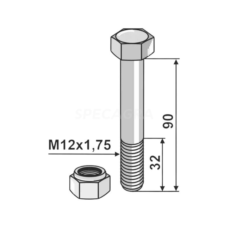 Varžtas su veržle žoliapjovei DUCKER RSM13,kat.nr.63-1291
