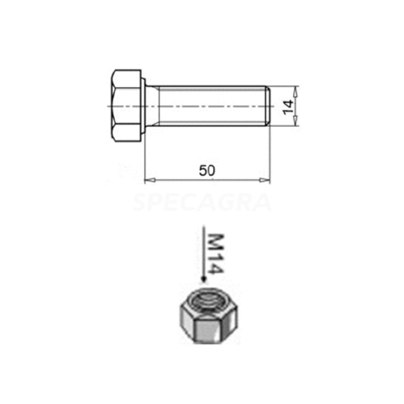 Varžtas, veržlė žoliapjovei Ubaldi Green