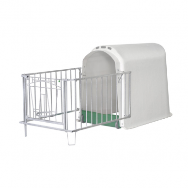 Veršelių namelis stiklo pluošto vienvietis Comfort su 4 dalių tvorele ir kibirėlių laikikliais