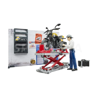Žaislas BRUDER motociklų serviso komplektas su motociklu U62102 Žaislas BRUDER motociklų serviso komplektas su motociklu U62102