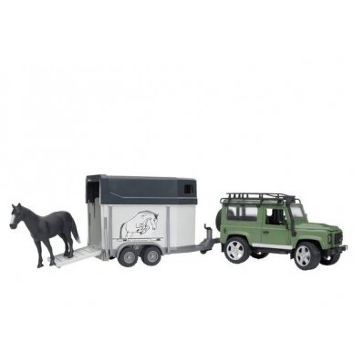 Žaislas BRUDER džipas su arklio priekaba Land Rover Defender U02592 1