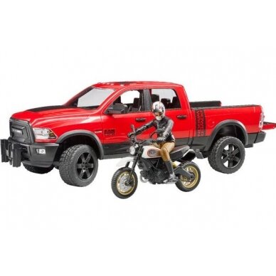 Žaislas BRUDER džipas Ram 2500 + motociklas Ducati U02502