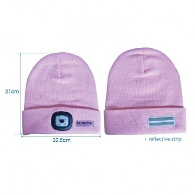 Žieminė kepurė PINK su LED 170lm King Tony 1